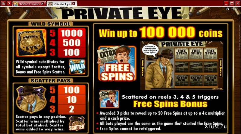 Манящий игровой автомат Private Eye от Microgaming в казино Вулкан