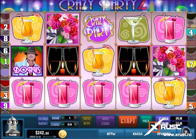 Казино Вулкан. Играем в слот Crazy Party-2 и получаем бонусы